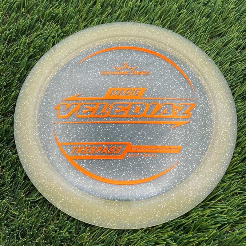 Dynamic Discs Lucid Gold Metal Flake Trespass with Macie Velediaz 2025 Signature Mold Stamp – 175.6g – Metal Flake Gold