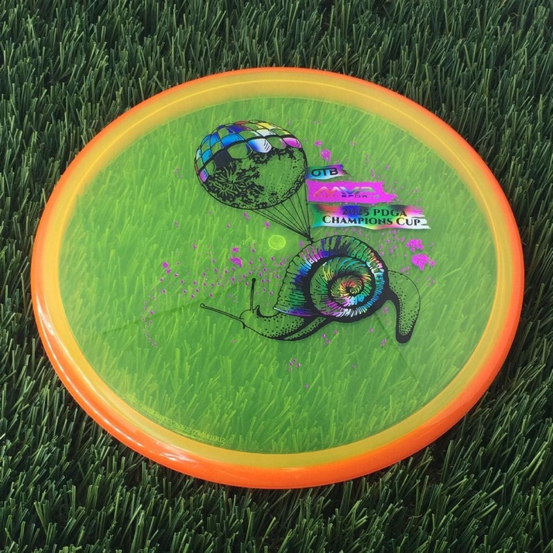 Axiom Prism Proton Soft Envy with OTB Champions Cup 2025 – Snail Mail by Pirate Nate Stamp – 172g – Orange Rim Yellow