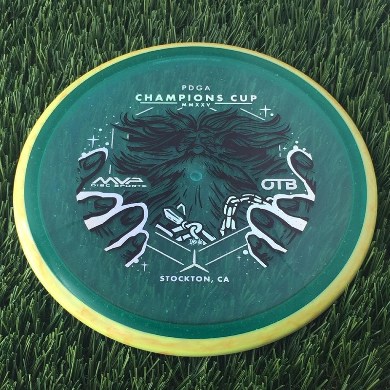 Axiom Particle Glow Proton Hex 5|5.5|-1|1 with OTB Champions Cup 2025 – Wizardcraft by Mike Inscho Stamp – 177g – Turquoise Green