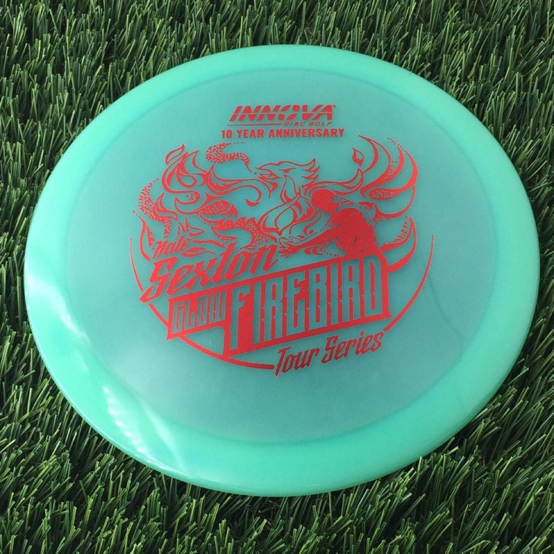 Innova Proto Color Glow Champion Firebird with Nate Sexton “Sexybird” 10 Year Anniversary Tour Series Stamp – 175g – Translucent Green