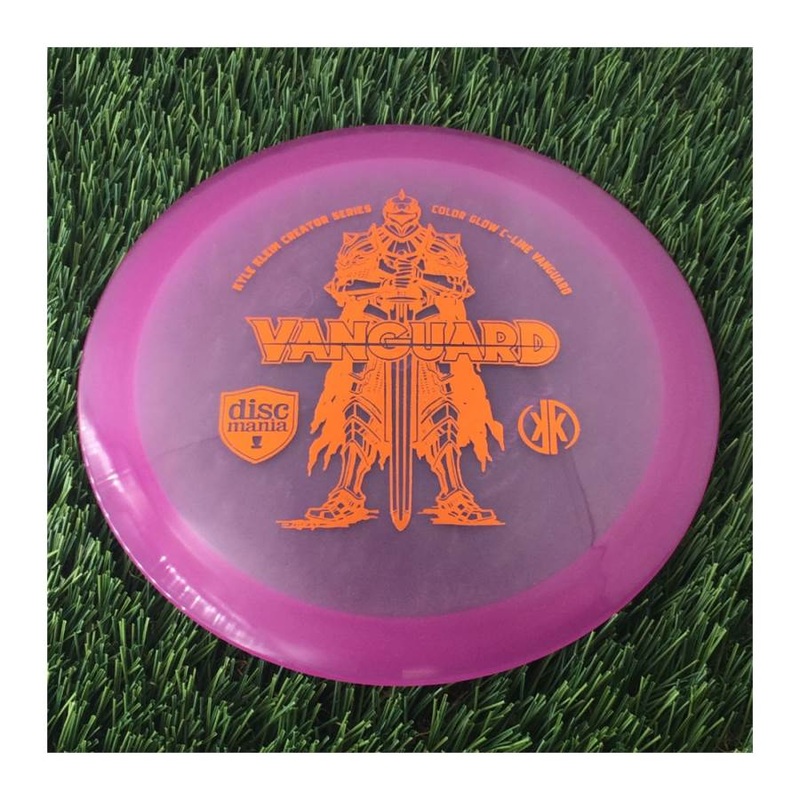 Discmania C-Line Color Glow Reinvented Vanguard with Kyle Klein Creator Series – Powerful Knight Stamp – 174g – Translucent Purple