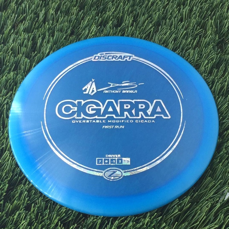Discraft Elite Z Cigarra with First Run – Anthony Barela “AB” Signature – Overstable Modified Cicada Stamp – 176g – Blue