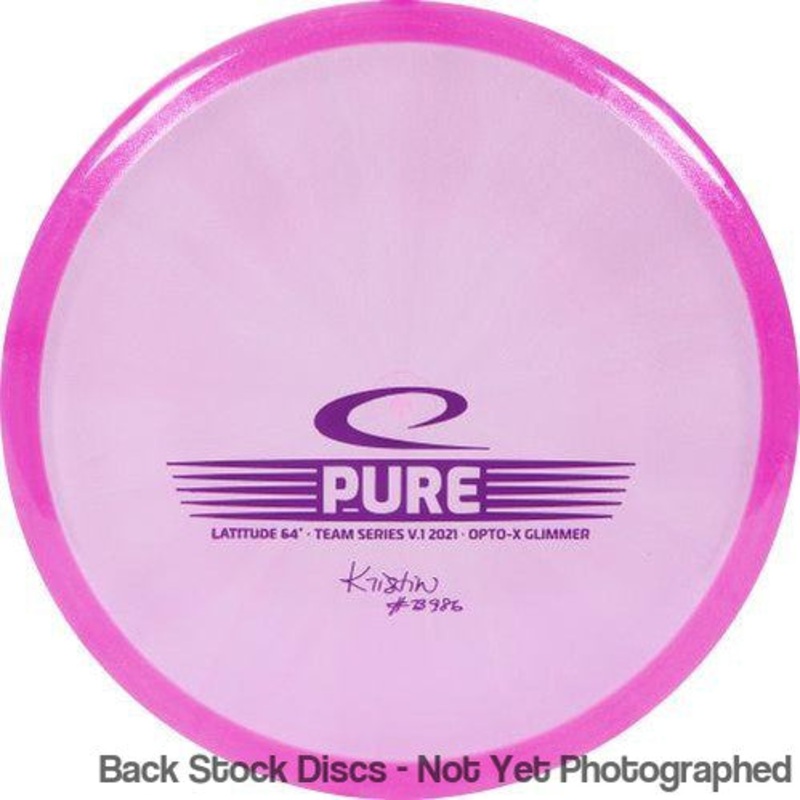 Latitude 64 Opto-X Glimmer Pure Putter with Team Series V.1 2021 Kristin Tattar #73986 Stamp [Back Stock Inventory – Disc and Stamp Color WILL VARY]