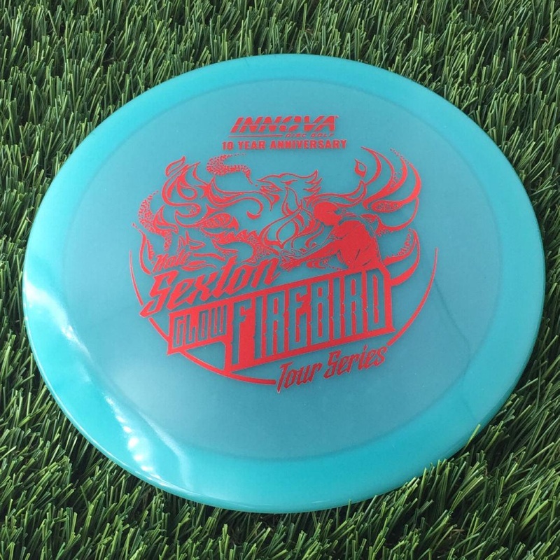 Innova Proto Color Glow Champion Firebird with Nate Sexton “Sexybird” 10 Year Anniversary Tour Series Stamp – 175g – Translucent Muted Blue