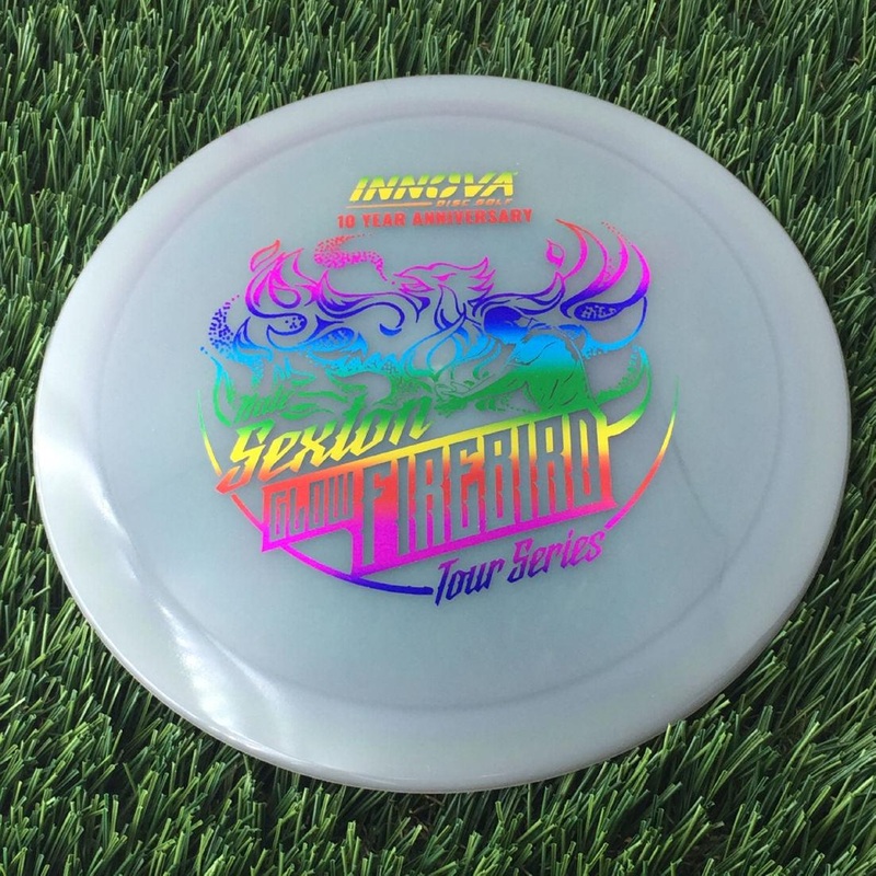 Innova Proto Color Glow Champion Firebird with Nate Sexton “Sexybird” 10 Year Anniversary Tour Series Stamp – 175g – Translucent Off Green