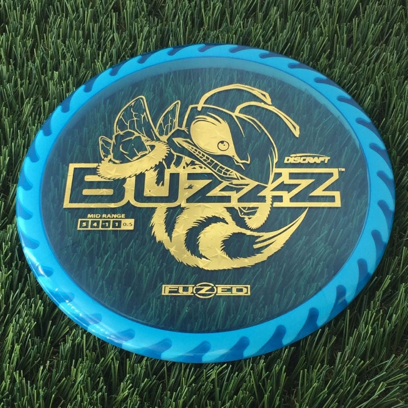 Discraft Elite Z FuZed Line with Saw Pattern Buzzz with Big Bee with Saw Blade – “Buzzzsaw” Stamp – 180g – Translucent Blue