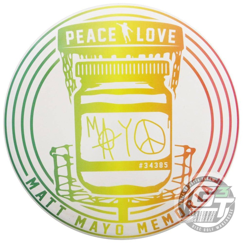 Discraft Limited Edition Matt Mayo Memorial Peace & Love SuperColor ESP Buzzz Midrange Golf Disc – Rasta