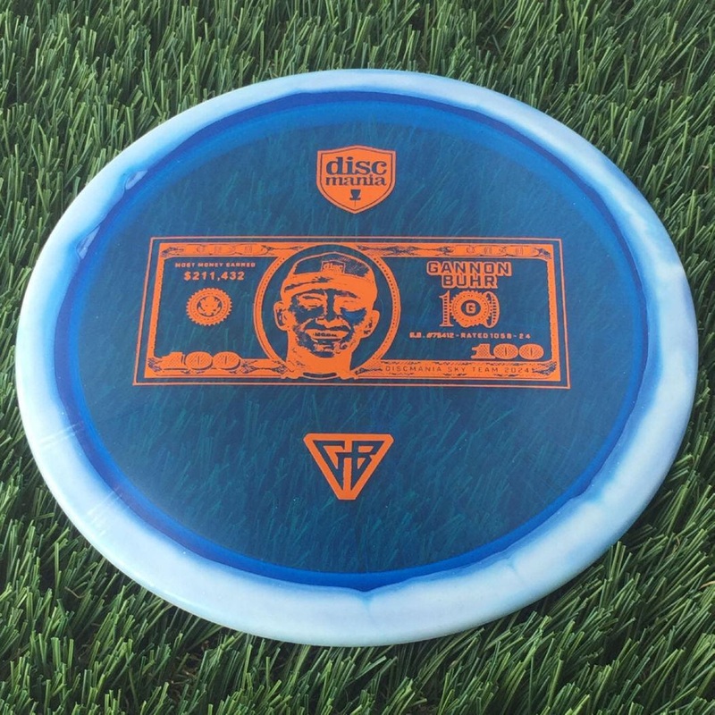 Discmania Horizon C-Line Metal Flake FD3 with Gannon Buhr – Most Money Earned in a Season $211,432 – Dollar Bill – GB Stamp – 174g – Translucent Blue