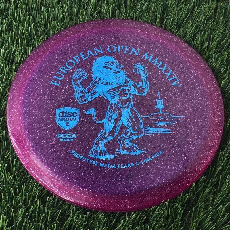 Discmania Italian C-Line Metal Flake MD4 with European Open MMXXIV | PDGA Major | EO2024 Fundraiser Prototype Stamp – 177g – Translucent Purple