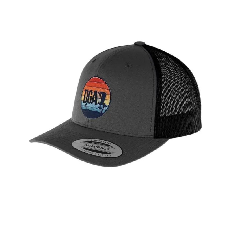 DGA Mesh Snapback Trucker Curved Bill Hat  – Retro Sunset Patch