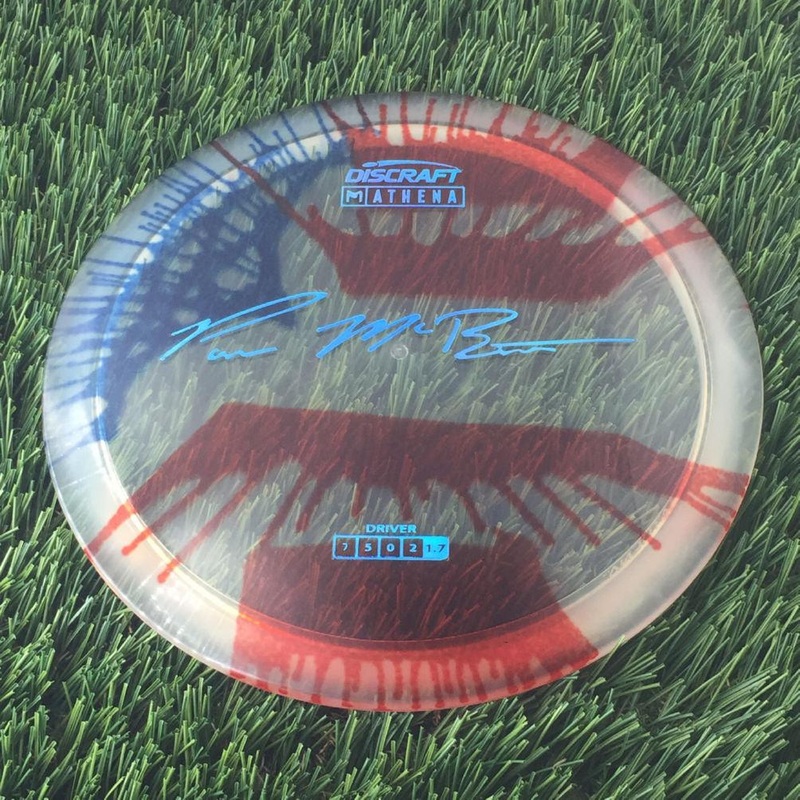 Discraft Elite Z Fly-Dyed Athena with Paul McBeth Large Signature Stamp – 172g – Translucent Flag