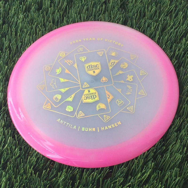 Discmania Horizon C-Line Color Glow PD with Discmania 2024 Year of Victory – Antilla | Buhr | Hansen Stamp – 173g – Translucent Pink