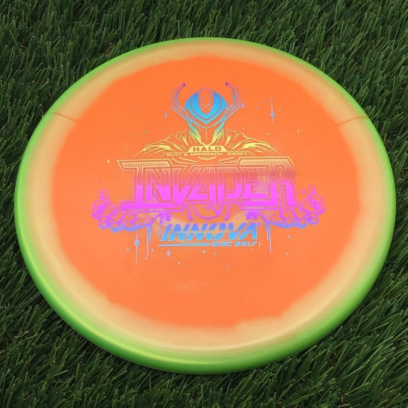 Innova Halo Star Invader with Burst Logo Stock Stamp – 175g – Green Rim Orange