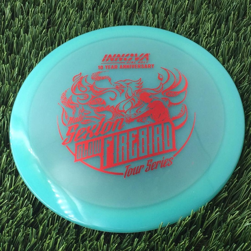 Innova Proto Color Glow Champion Firebird with Nate Sexton “Sexybird” 10 Year Anniversary Tour Series Stamp – 175g – Translucent Turquoise Green