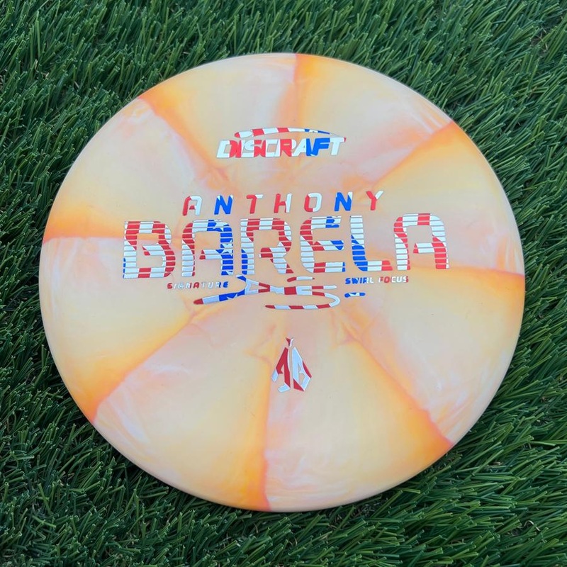 Discraft Crazy Tough CT Swirl Focus with Anthony Barela Signature – AB Stamp – 171.79g – Peachy Orange