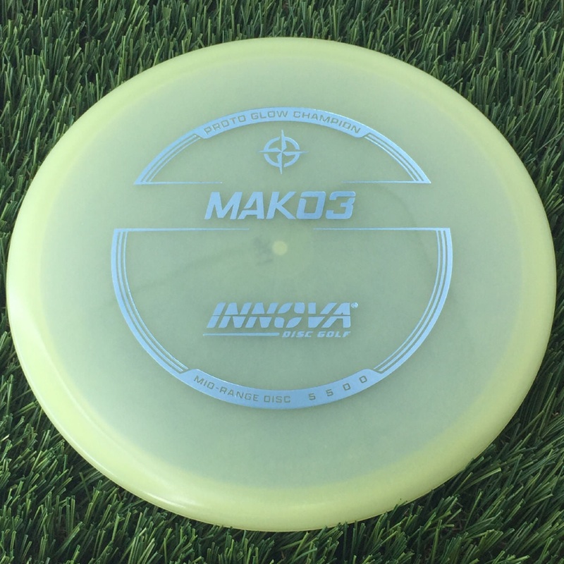 Innova Proto Glow Champion Mako3 with Burst Logo Stock Stamp – 176g – Translucent Glow