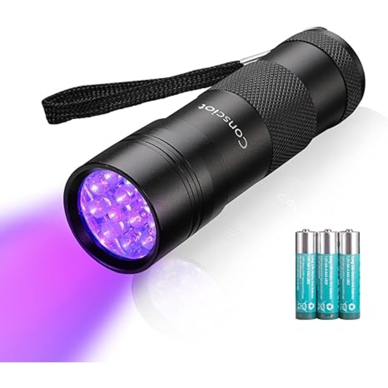 UV Flashlight Black Light, Consciot 12 LED 395nm Ultraviolet Blacklight