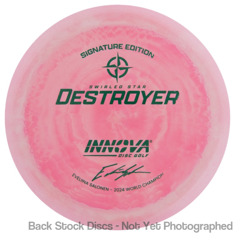 Innova Swirled Star Destroyer Distance Driver with Eveliina Salonen – 2024 World Champion Signature Edition Stamp [Back Stock Inventory – Disc and Stamp Color WILL VARY]