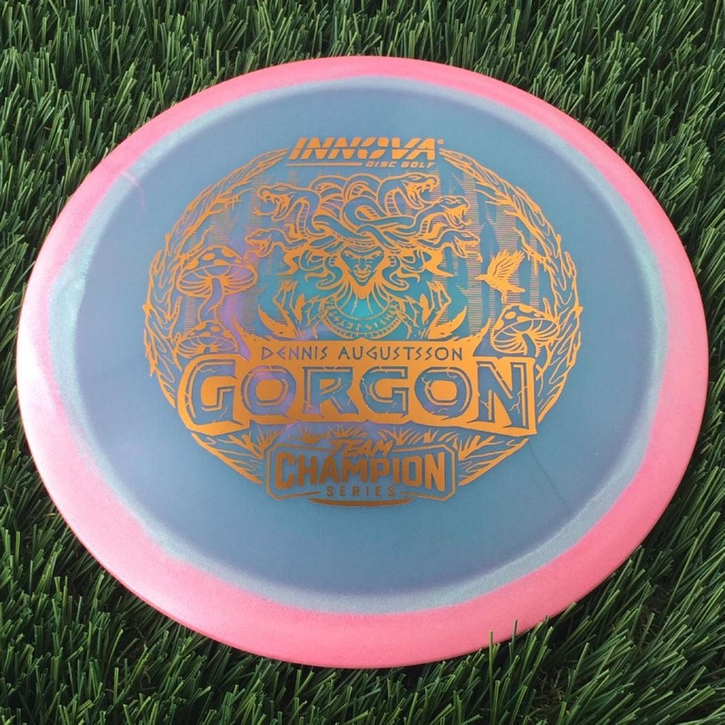 Innova Proto Glow Halo Champion Gorgon with Dennis Augustsson Team Champion Series 2025 Stamp – 175g – Translucent Bluish Pink