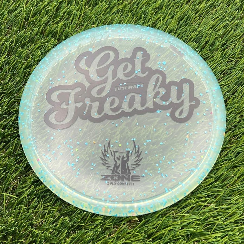 Discraft Elite Z FLX Confetti Zone with Get Freaky Dark Horse Brodie Smith Stamp – 175.2g – Pale Blue