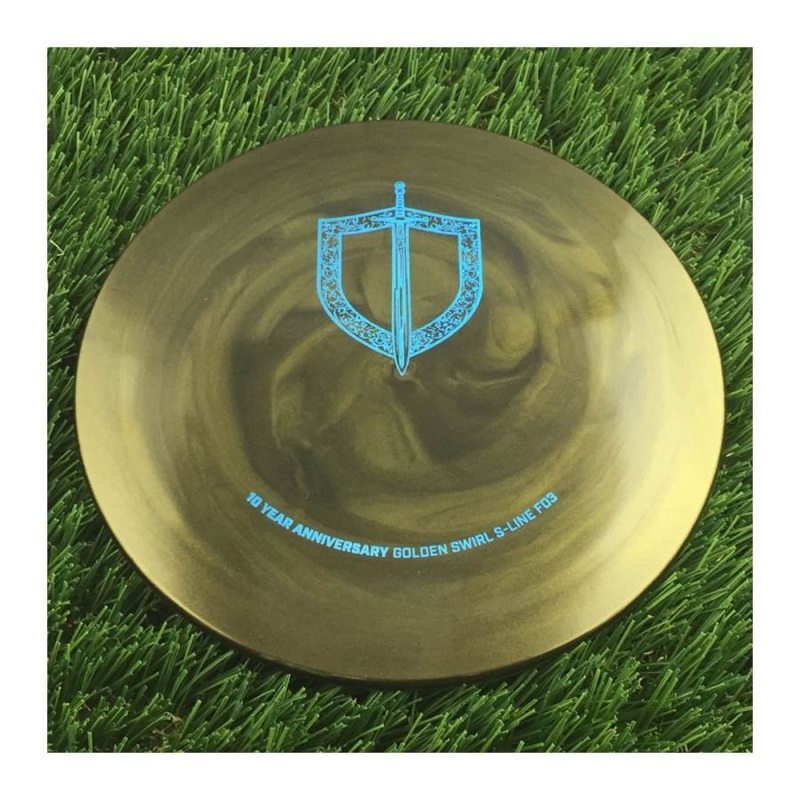 Discmania Golden Swirl S-Line FD3 with 10 Year Anniversary Sword and Shield Stamp – 173g – Solid Gold